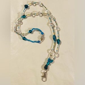 New, handcrafted, Crystal and glass beaded Lanyard for ID badge